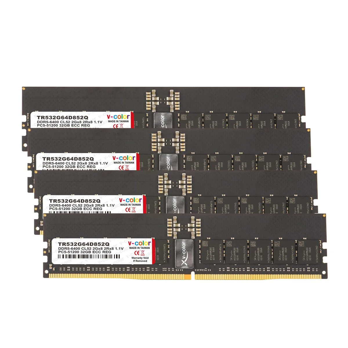 V-color V-color TR532G64D852Q 128GB (4x32GB) DDR5 6400 CL52 ECC R-DIMM server RAM — product photo