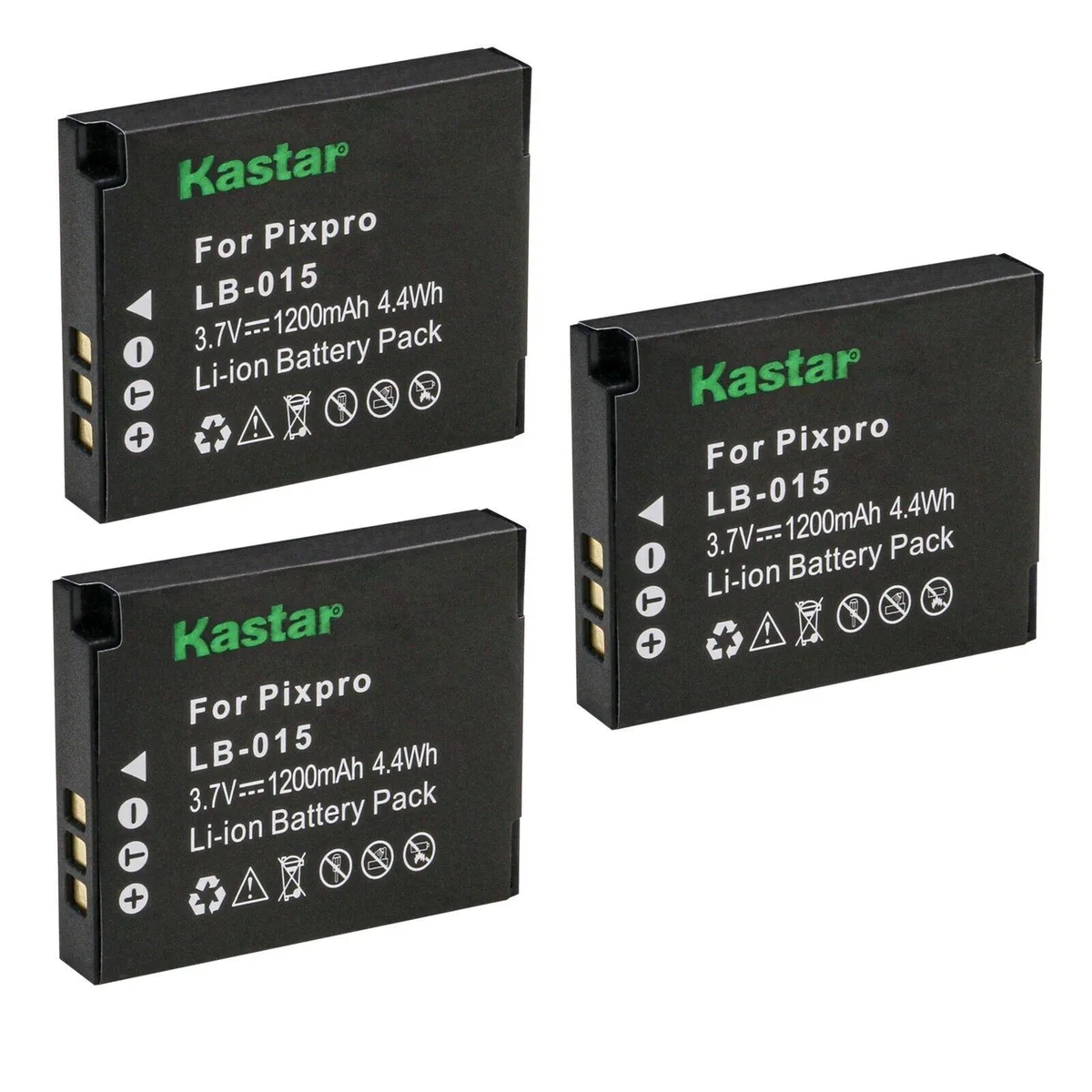Kastar Kastar LB-015 3-pack camera battery 1200mAh 3.7V 4.4Wh — product photo
