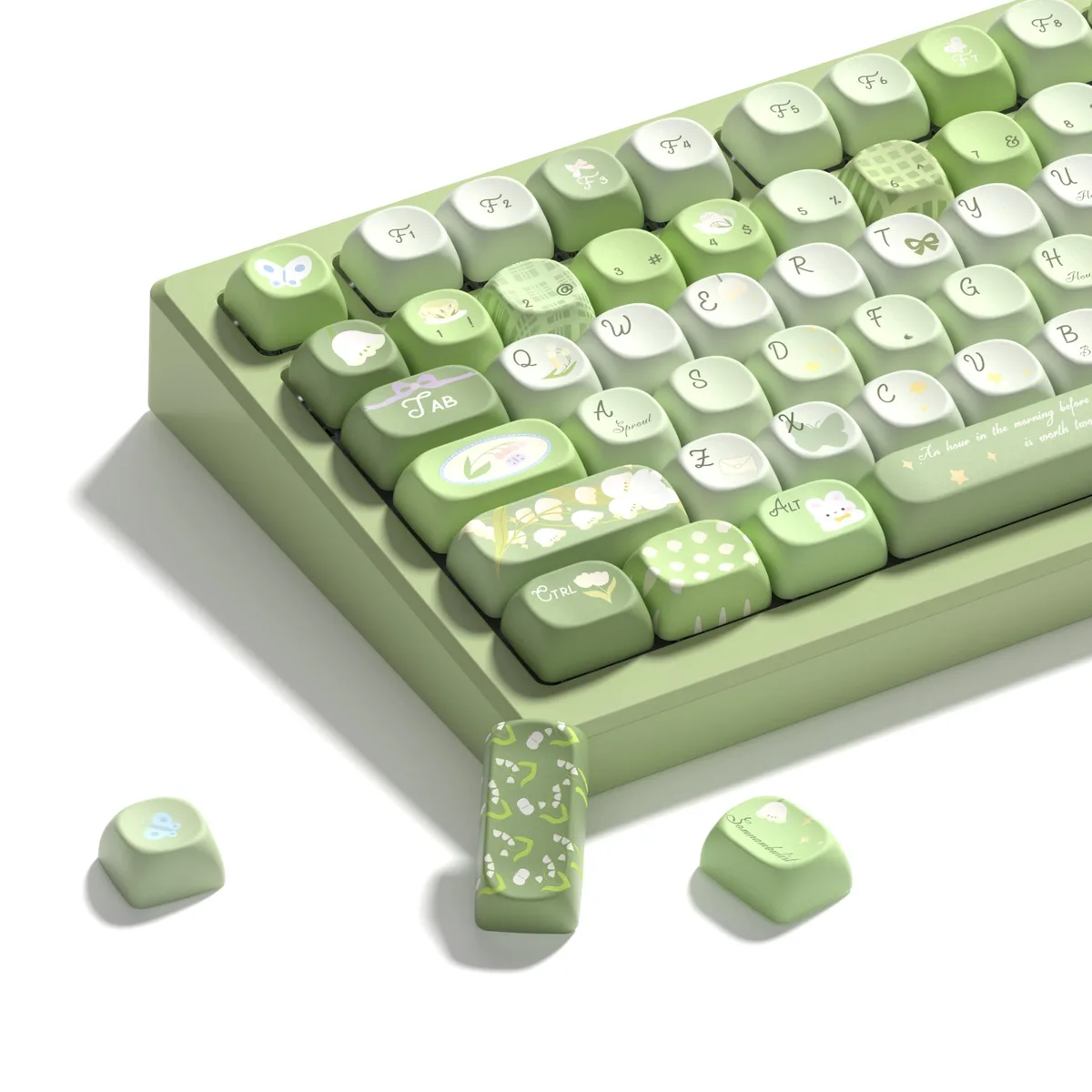 Womier Womier Cute Bunny PBT Keycaps MOA Profile Green 132 Keys — product photo