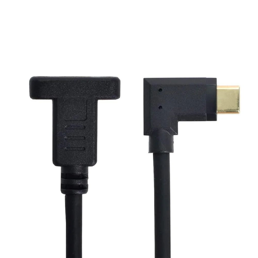 Black USB-C male-to-female angled extension cable, 30 cm