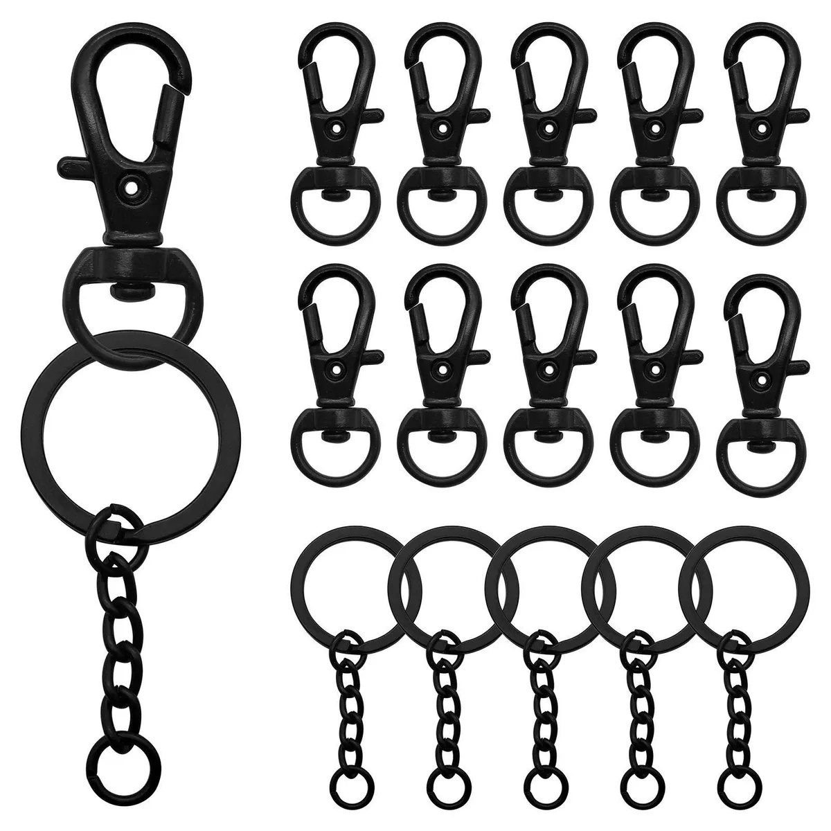 150-piece silver swivel snap hook set with key rings and jump rings