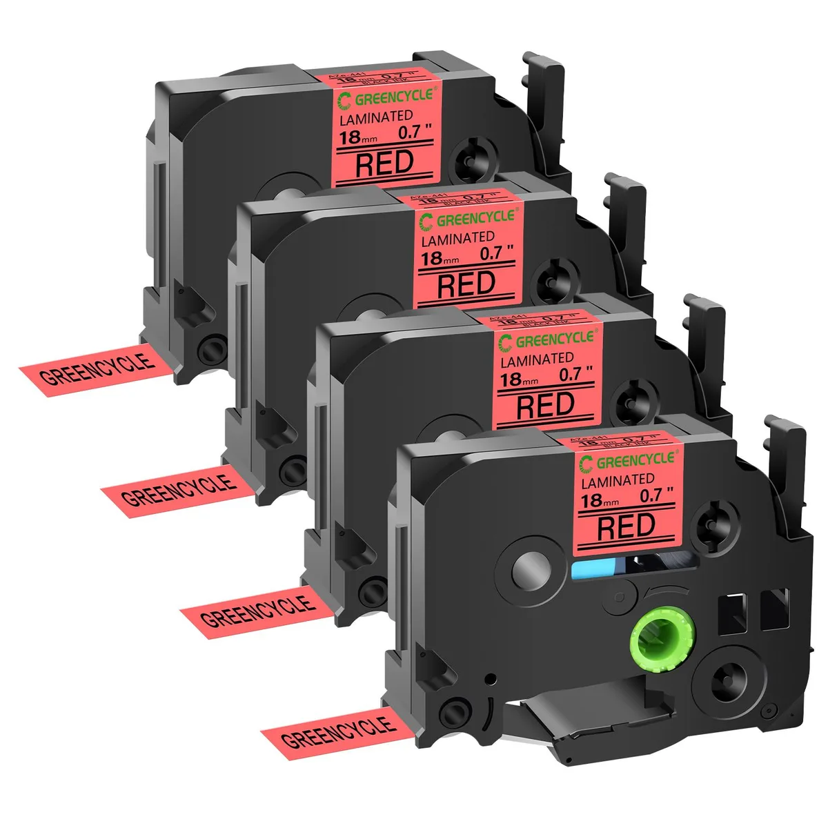GREENCYCLE GREENCYCLE TZe-441 18mm 26.2ft Black on Red labelmaker tape 4 pack — product photo