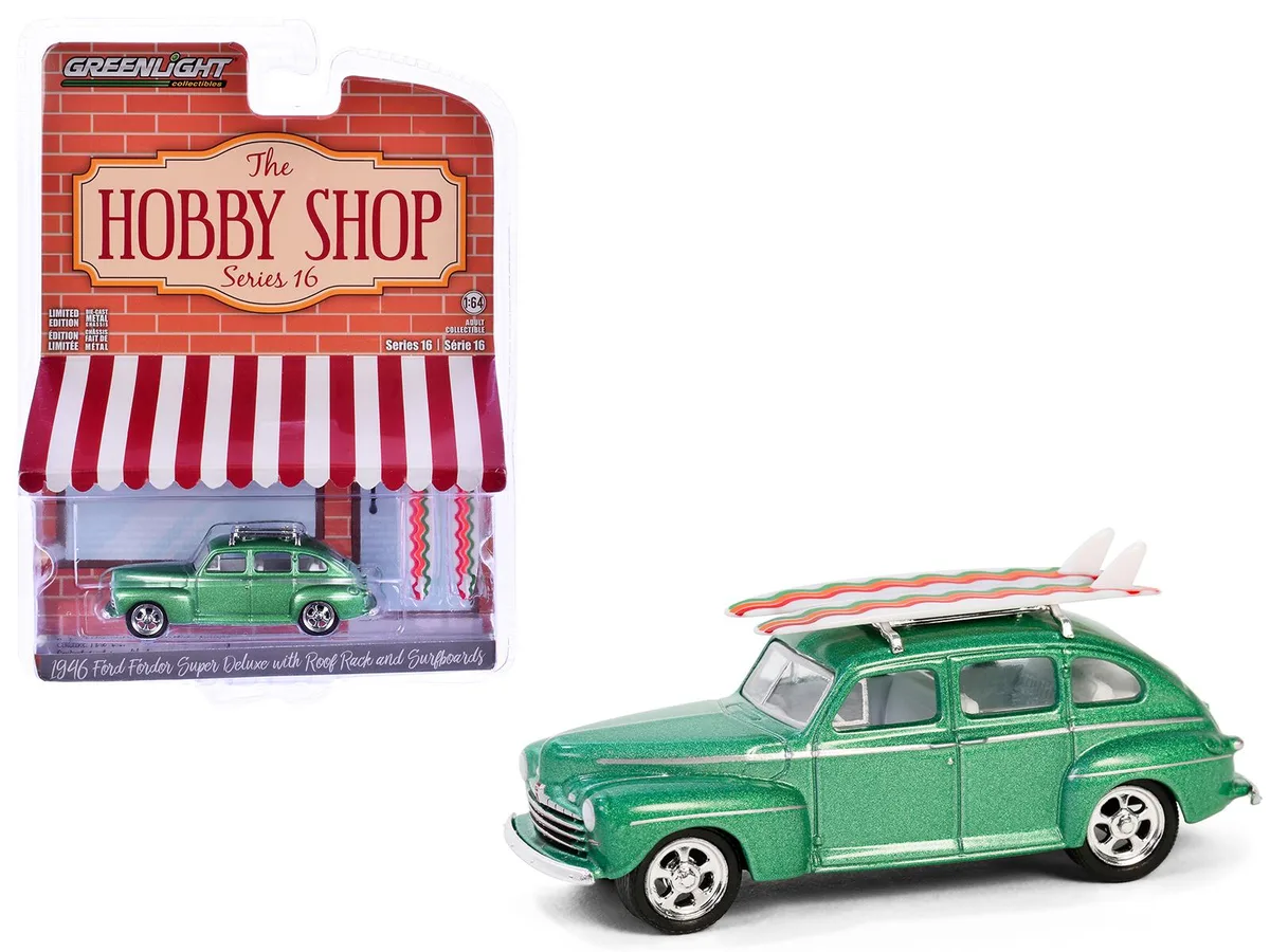 GREENLIGHT GREENLIGHT 1946 Ford Fordor Super Deluxe Green Metallic 1/64 Diecast Hobby Collectible — product photo