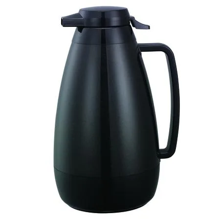 Black ABS plastic carafe with push-button lid and metallic flake finish