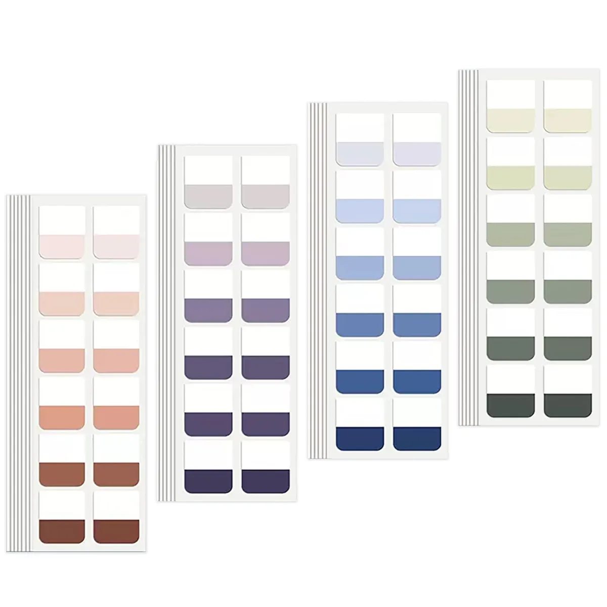 Pack of 480 small square transparent sticky tabs in 24 gradient colours