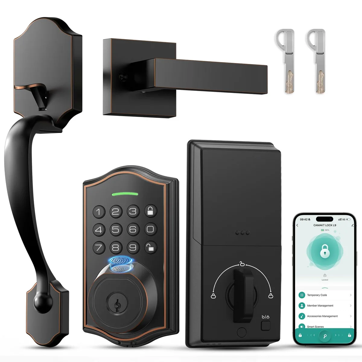 DNBeffulgent DNBeffulgent PO-DS05-GT1 Oil Rubbed Bronze Fingerprint Door Lock — product photo