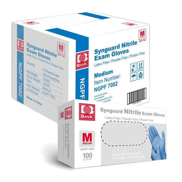 Intco Medical Technologies Intco Medical Technologies Nitrile Exam Gloves MEDIUM 1000 Count Blue Powder Free Latex Free 10 Boxes of 100 — product photo