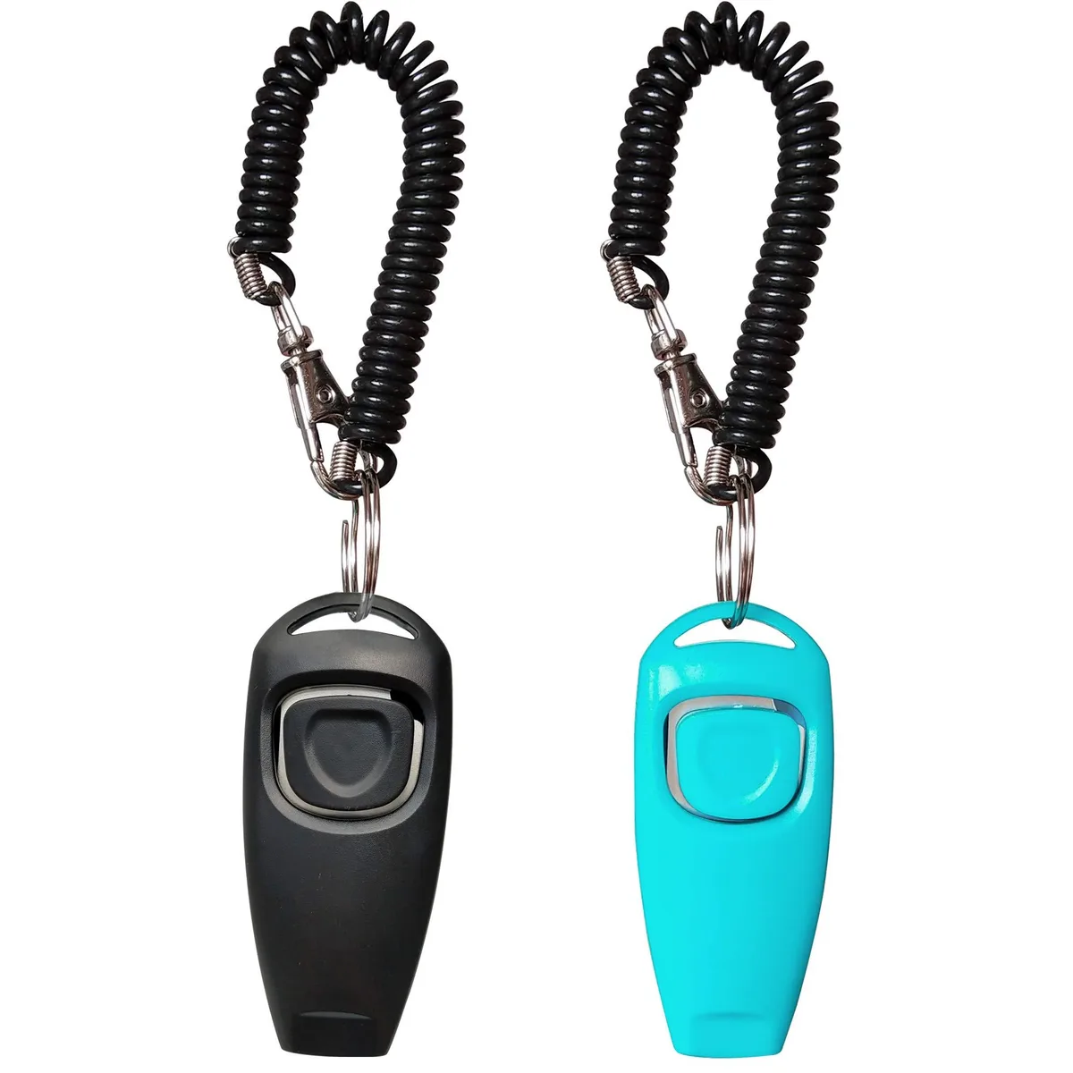  PAW Metal Clicker Whistle with Wrist Strap 2 Pack Black Blue 13 20cm — product photo