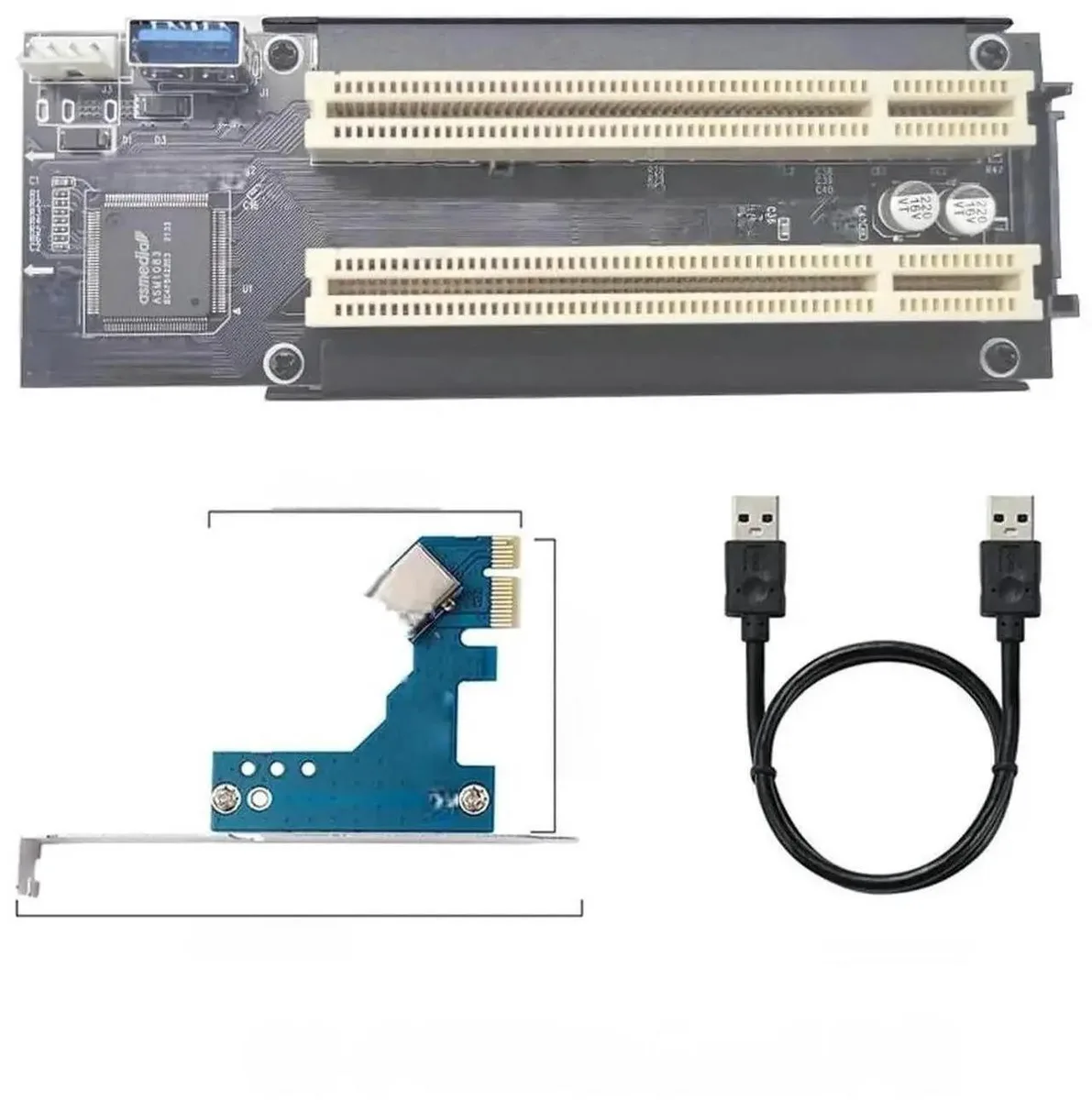 SMUGDESK SMUGDESK NVMe Mini PCIe PCIe X1 to Dual PCI Riser Card ASM1083 60cm USB 3.0 Cable — product photo