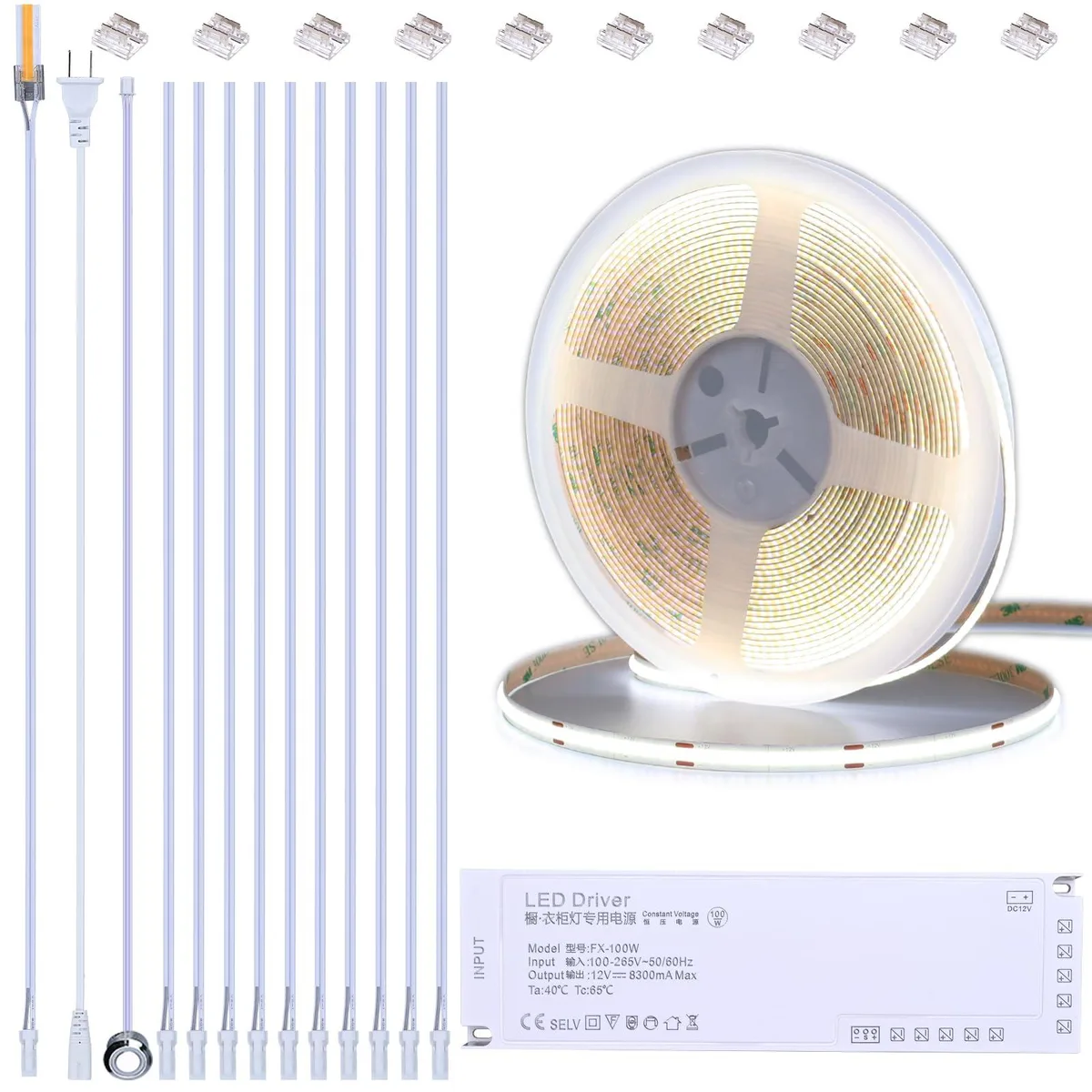 BENLUN COB-CN12-320-CW 12V COB LED Light Kit 32.8ft 320 LEDs/m 800 lm/m CRI 93 — product photo