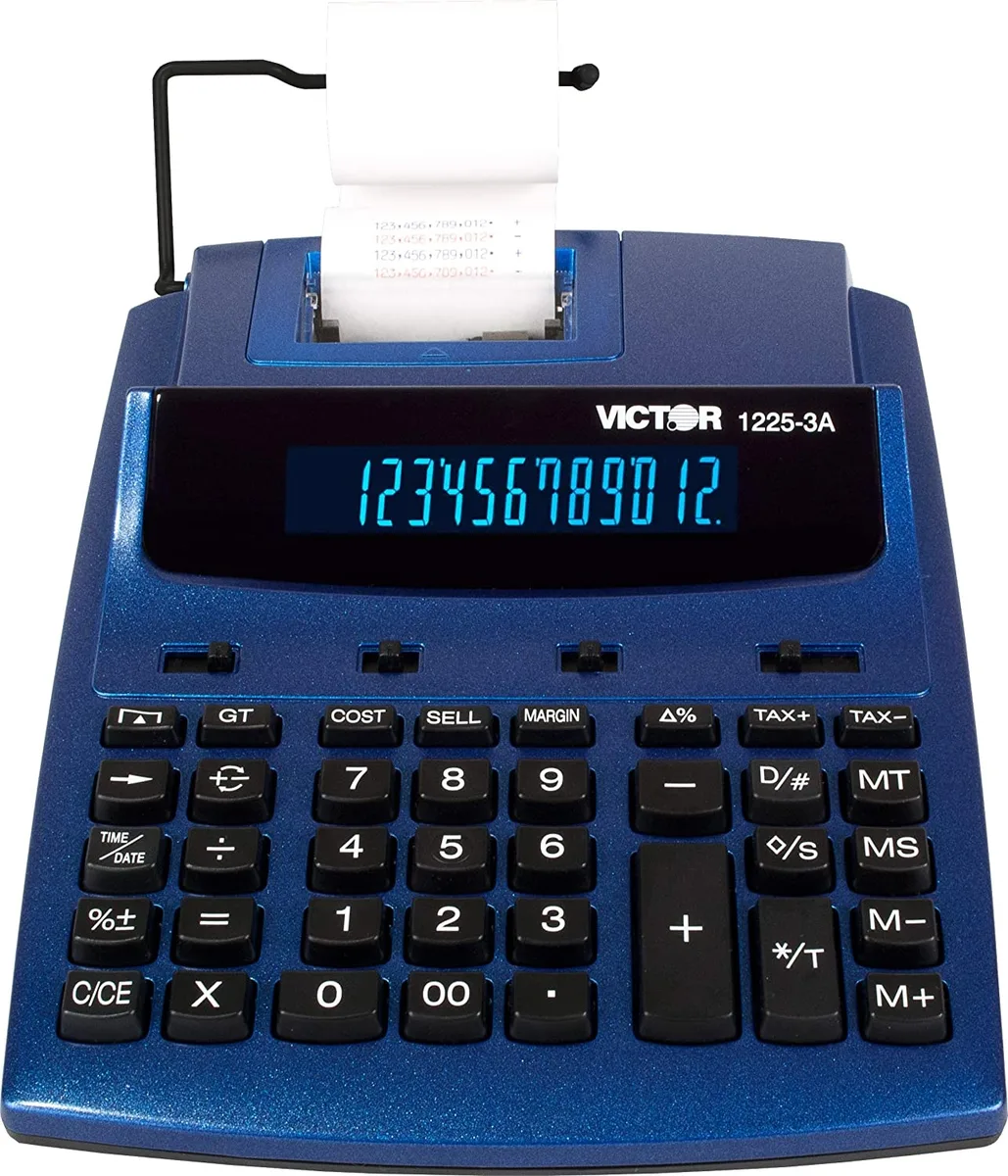 Victor Victor 1225-3A Antimicrobial Two-Color Printing Calculator 12 Digit 3.0 Lines/Sec Blue/Red Print — product photo