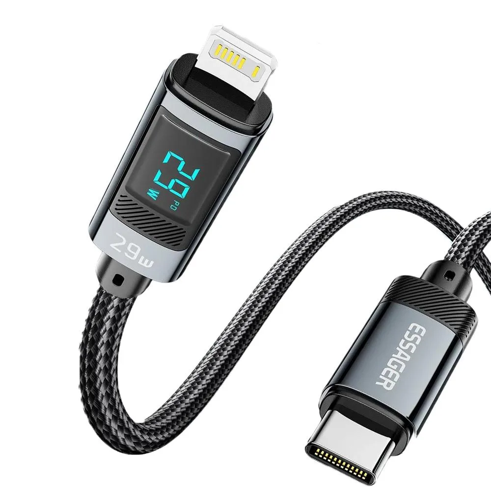LUOM LUOM Essager HC29W USB-C to Lightning Cable 3.3ft 29W Black — product photo