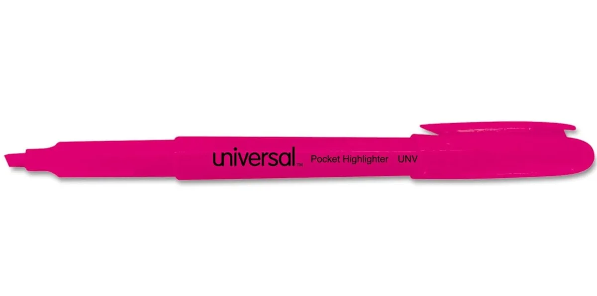 UNIVERSAL OFFICE PRODUCTS UNIVERSAL OFFICE PRODUCTS UNV08855 Chisel Tip Pink Highlighter — product photo