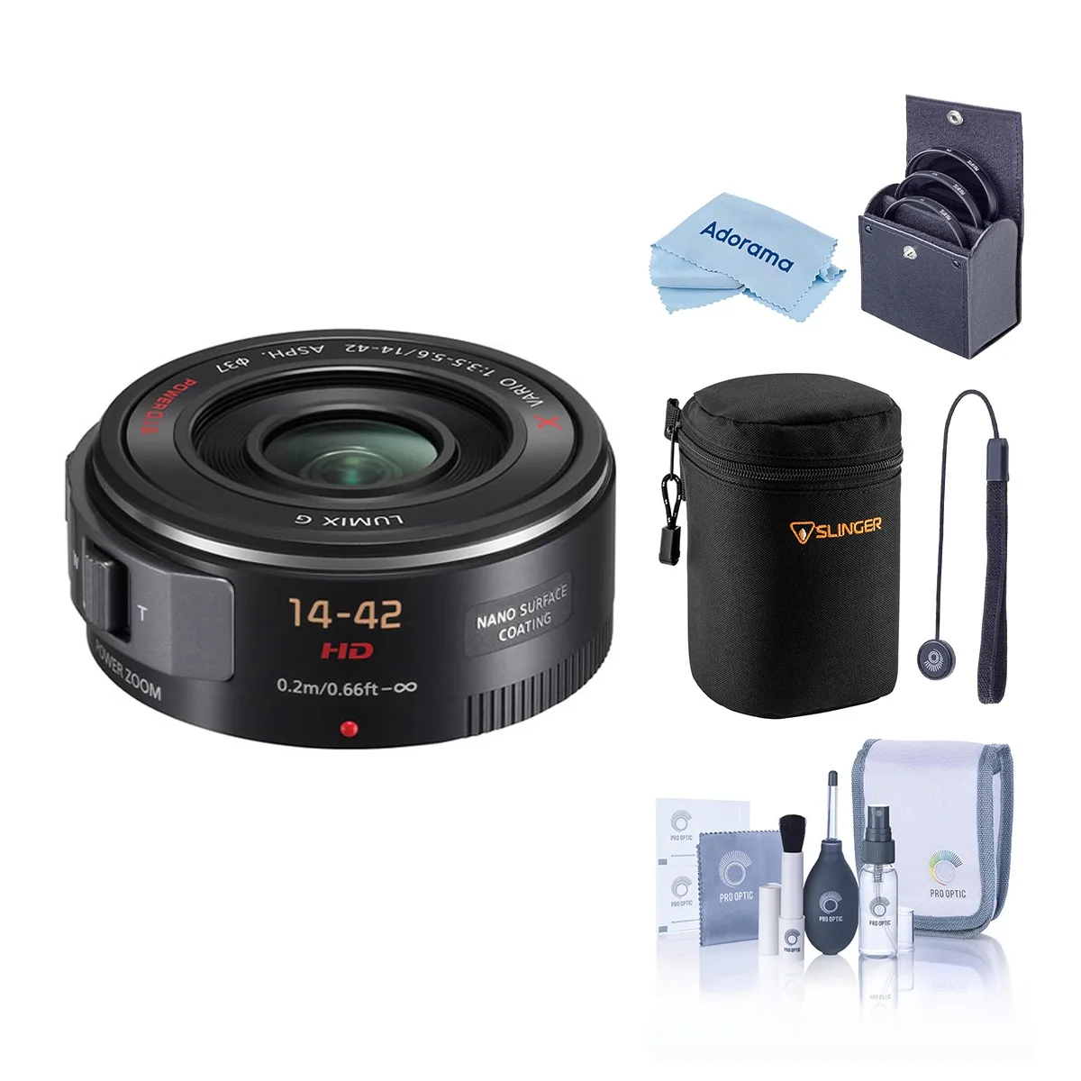 Panasonic Panasonic Lumix G X Vario PZ 14-42mm f/3.5-5.6 ASPH Power OIS Black Bundle camera lens — product photo