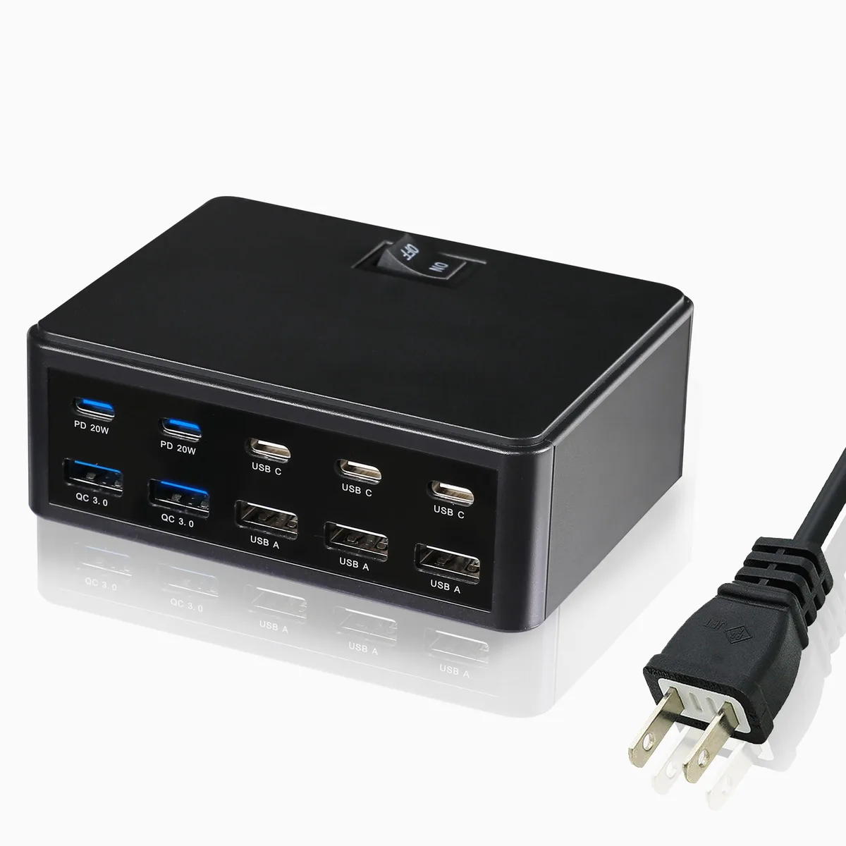 KEHIPI KEHIPI ZETX150W01A 150W 10-Port USB Charger Black — product photo