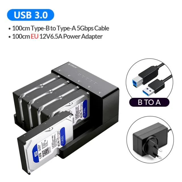 Hetai Tech Hetai Tech 5-Bay SATA to USB 3.0 Docking Station EU Plug — product photo