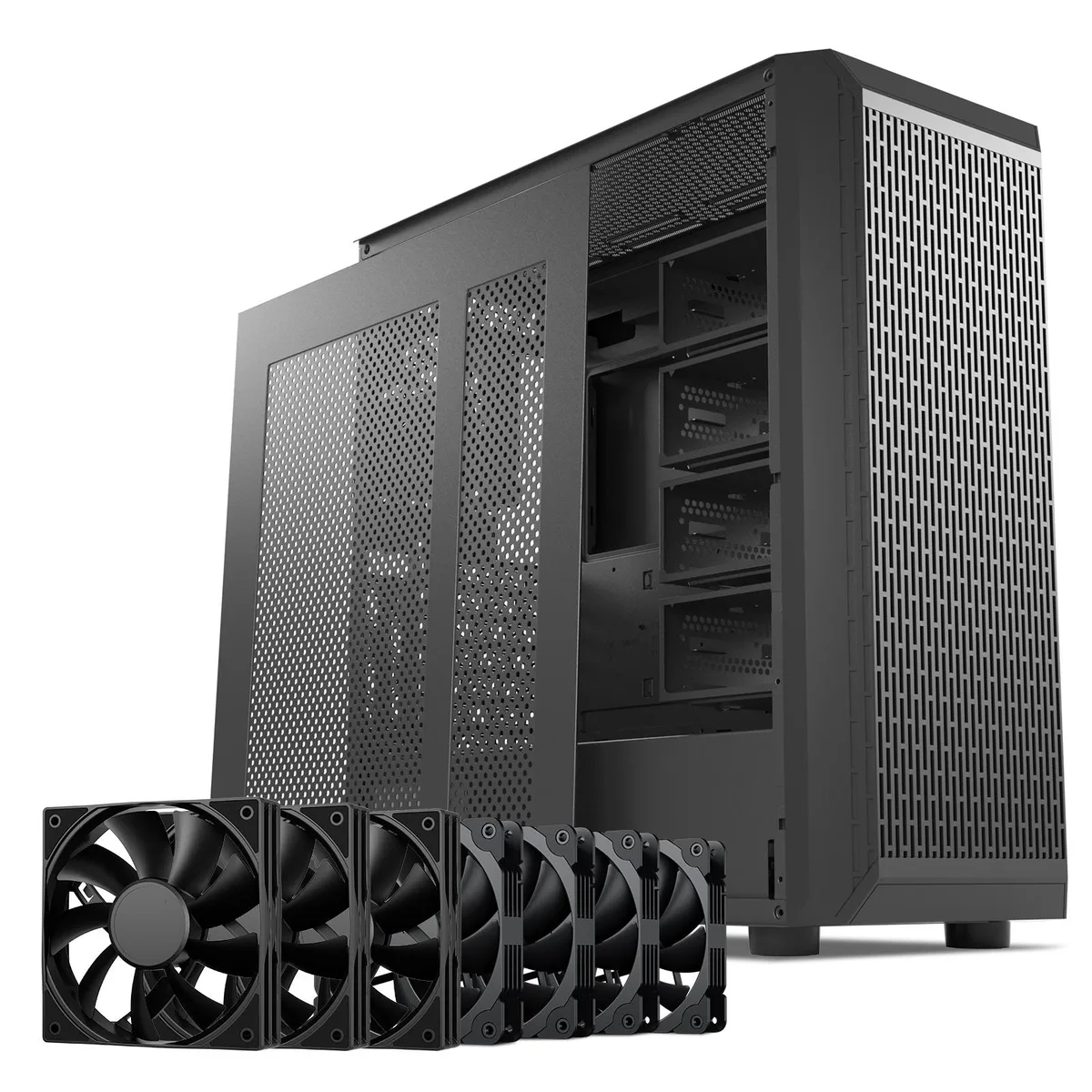 DARKROCK DARKROCK Classico Storage Master ATX NAS PC Case 10×3.5" 3×2.5" 7×120mm Fans Black — product photo
