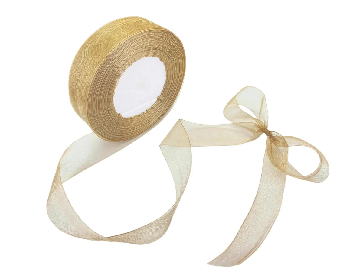  BEAUTOPE organza ribbon 01 1 inch 50 yards Gold — product photo