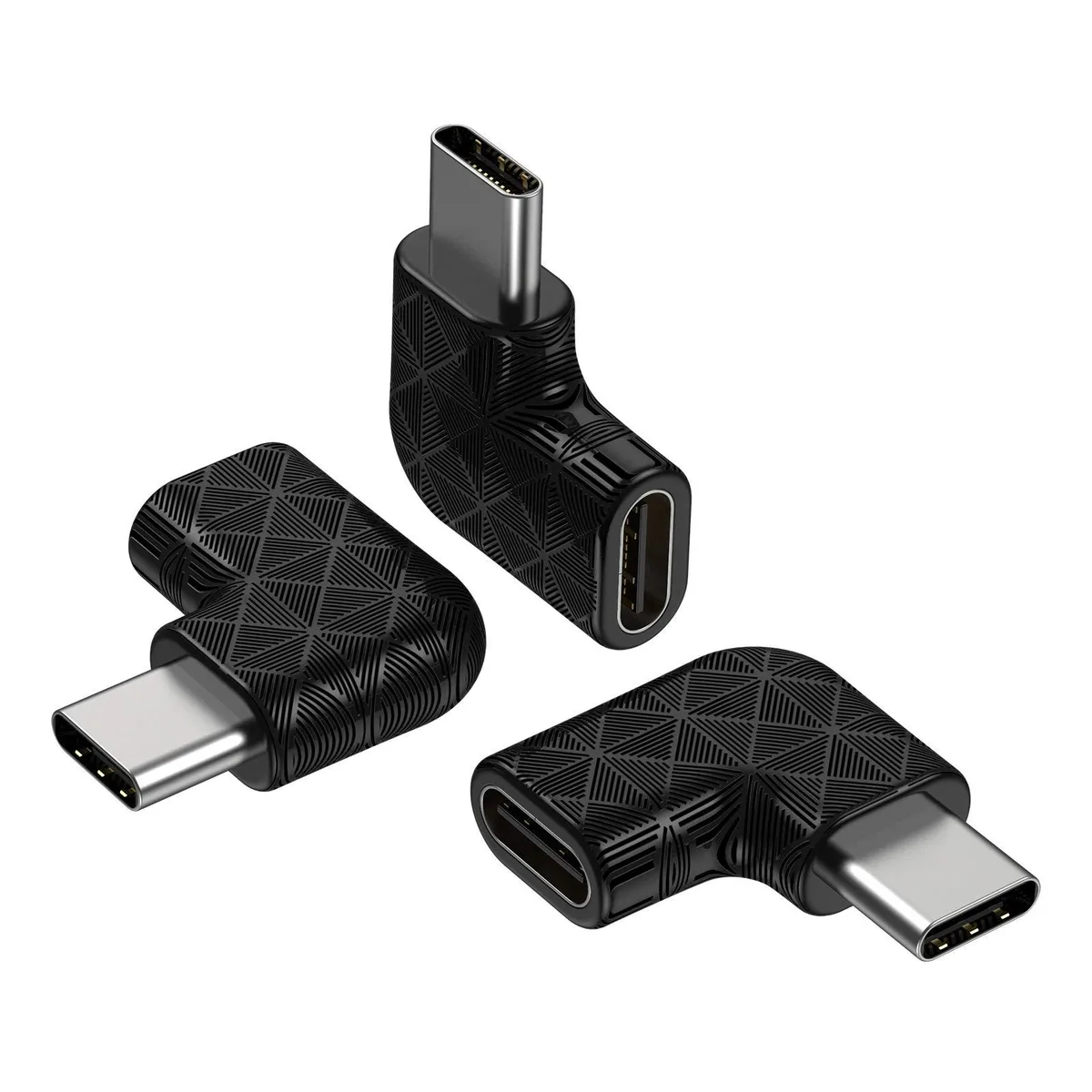 SMALLElectric USB Type C 3.1 Right Angle Adapter 90° Male to Female Black 3 Pack — product photo