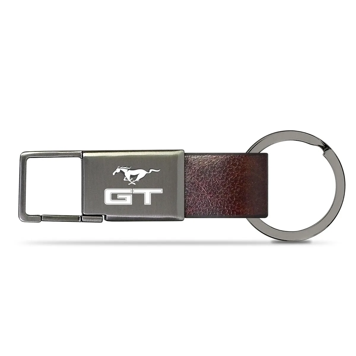 iPick Image, LLC iPick Image, LLC Ford Mustang GT Brown Leather Gunmetal Key Chain Car Electronics Accessory — product photo