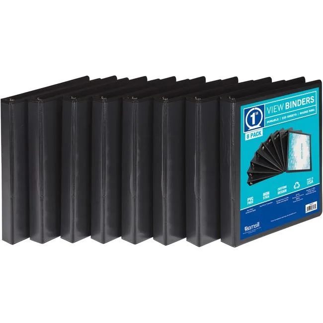 Samsill Samsill S88430 1" 3-Ring View Binder Black 8-Pack — product photo