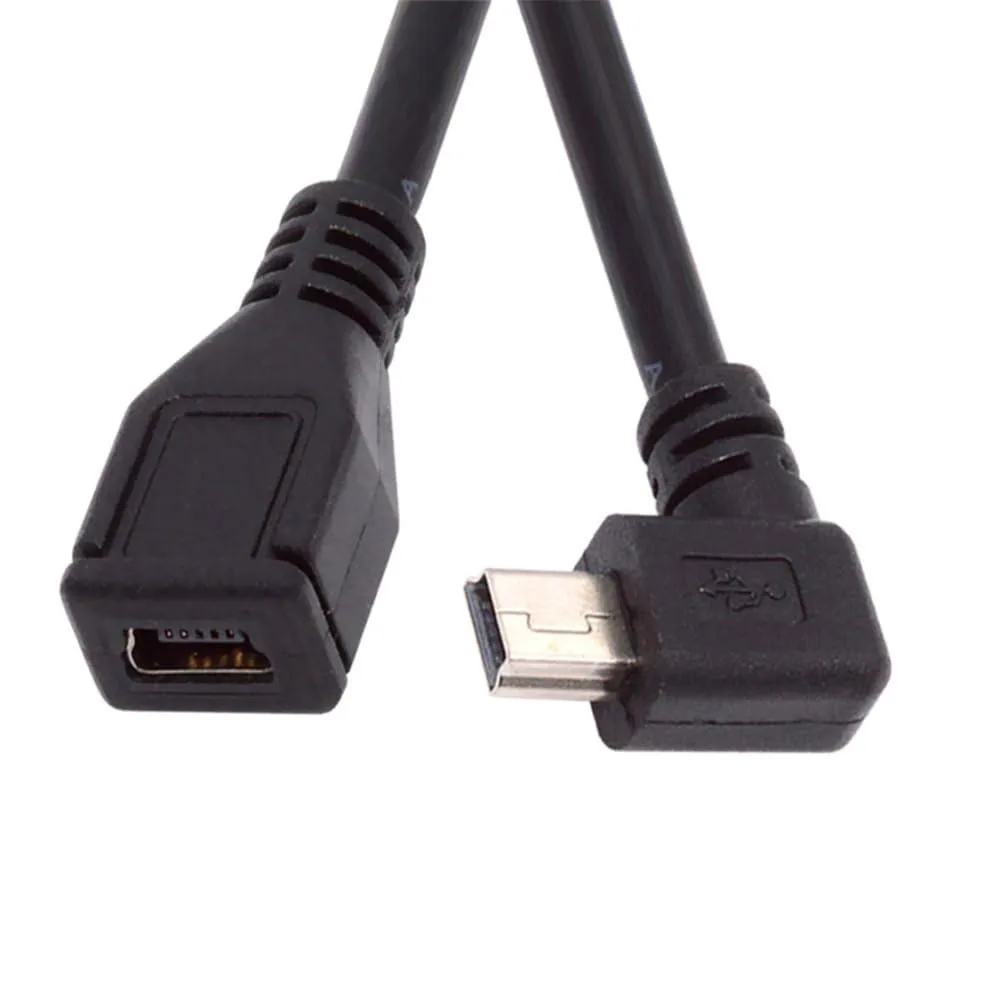 LORDWORLD LORDWORLD Mini USB 5Pin Male-Female 90° Left Angle Cable 30cm — product photo