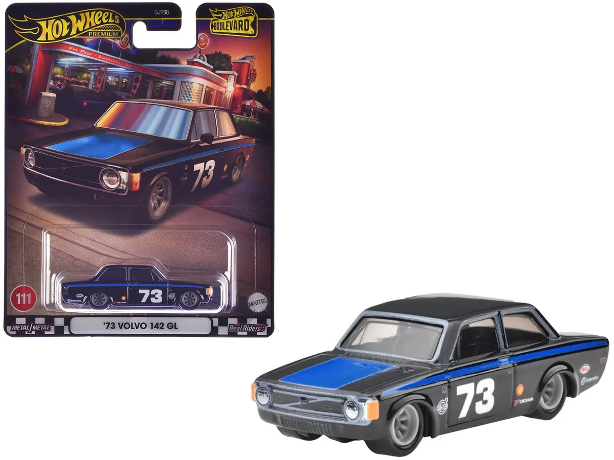 Hot Wheels Hot Wheels 1973 Volvo 142 GL #73 Black Blue Stripes Boulevard Diecast Hobby Collectible — product photo