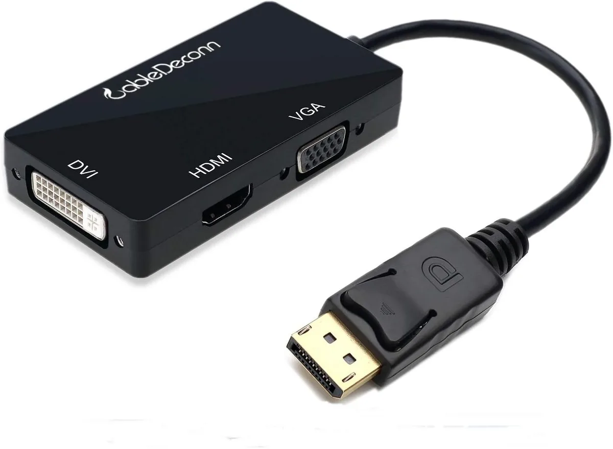 CableDeconn CableDeconn DisplayPort to HDMI DVI VGA 3-in-1 Adapter Cable — product photo