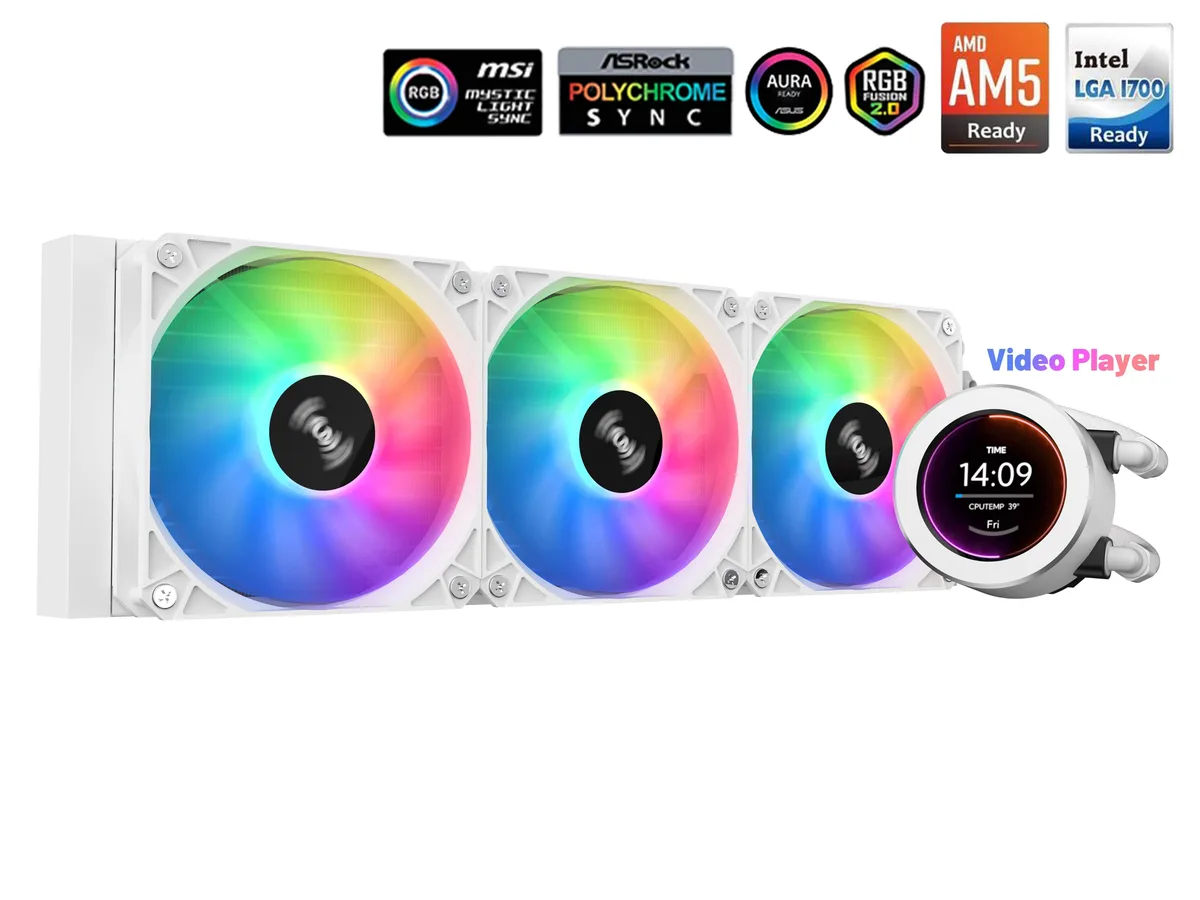 SAMA SAMA SM360 White 360mm ARGB LCD liquid cooler — product photo