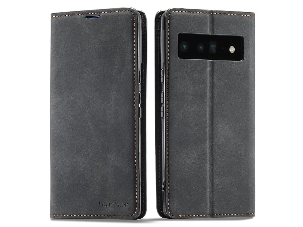 BONAEVER BONAEVER Case for Google Pixel 6 5G 6.4 inch PU Leather Flip Wallet Cover Black — product photo