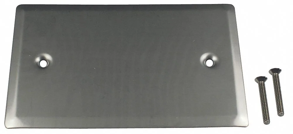 CALBRITE CALBRITE S607BLPLTS Electrical Box Cover, Square, 1 Gang, Stainless Steel, Blank — product photo