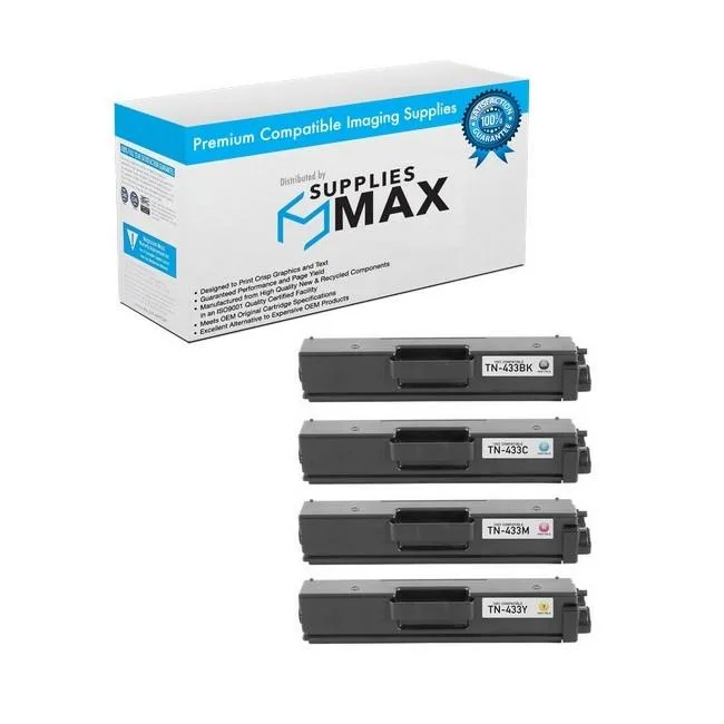 SuppliesMax SuppliesMax TN-433-COMBO Toner Cartridge Combo Pack (BK/C/M/Y) — product photo