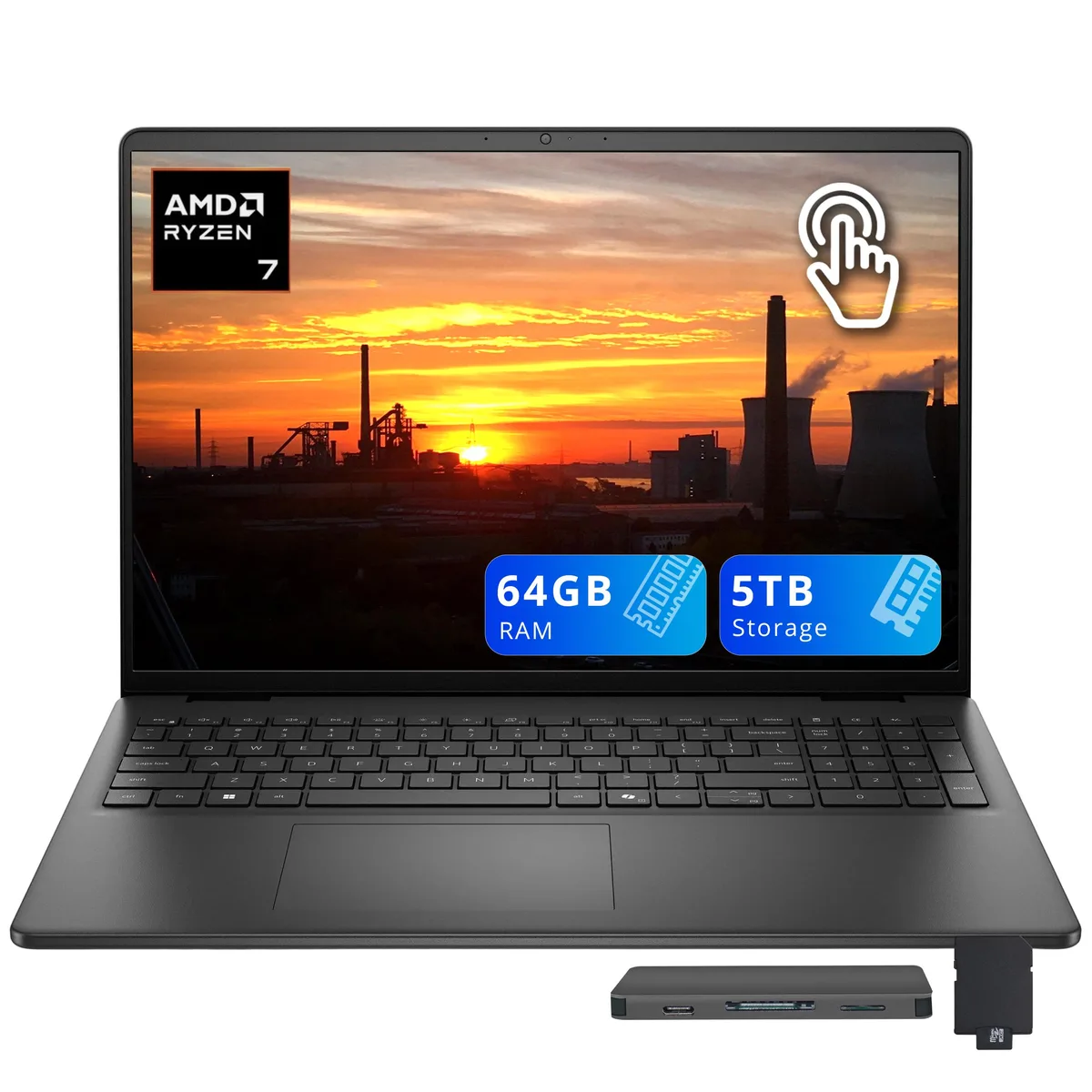DELL DELL Dell 16 business laptop AMD Ryzen 7 250 64GB 4TB SSD 1TB Dock 16.0" FHD+ Touch Windows 11 Home Black — product photo