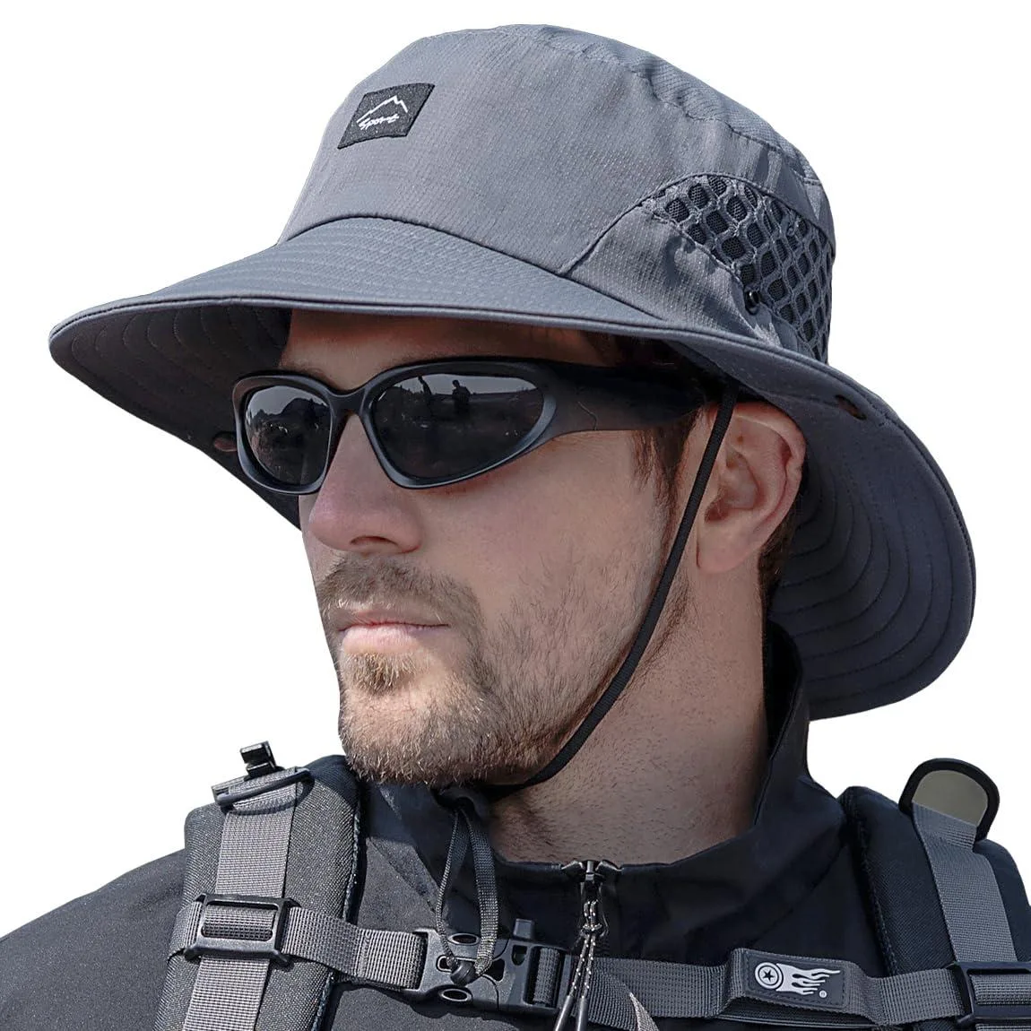  Sireck UPF50+ Wide Brim Fishing Hat Grey One Size 57-60cm — product photo