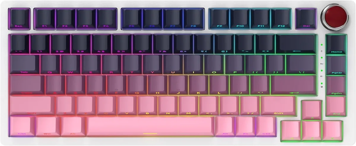 TUKO TUKO YK82 75% Aluminium Mechanical Gaming Keyboard with Knob (Black Pink PBT) — product photo