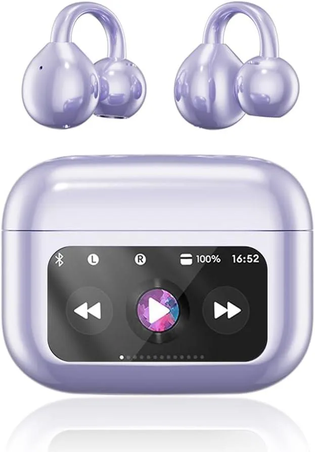 MAONO MAONO Clip-On Earbuds with LCD Touchscreen Case (Purple) — product photo