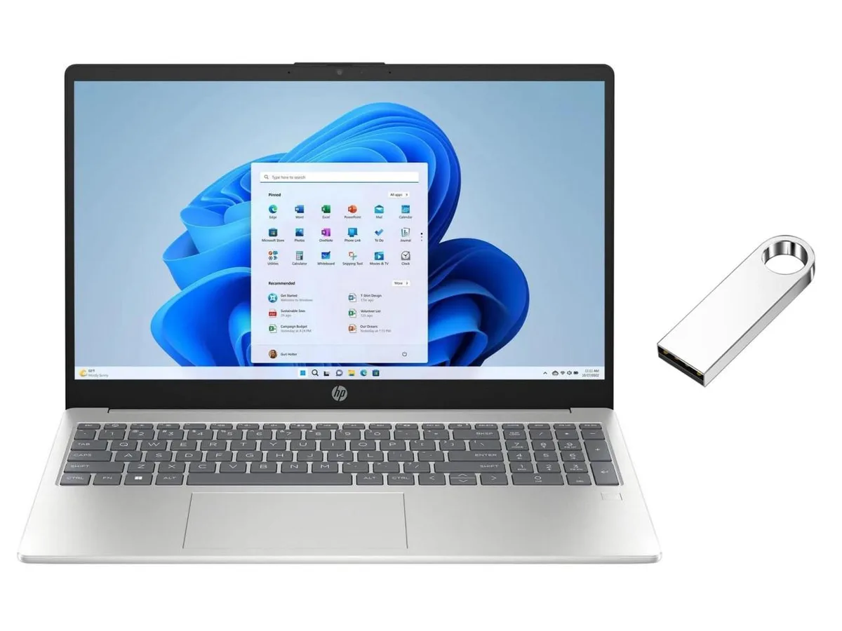 HP HP 15.6" FHD Laptop i3-N305 8GB 256GB SSD Windows 11 Silver + 64GB USB — product photo