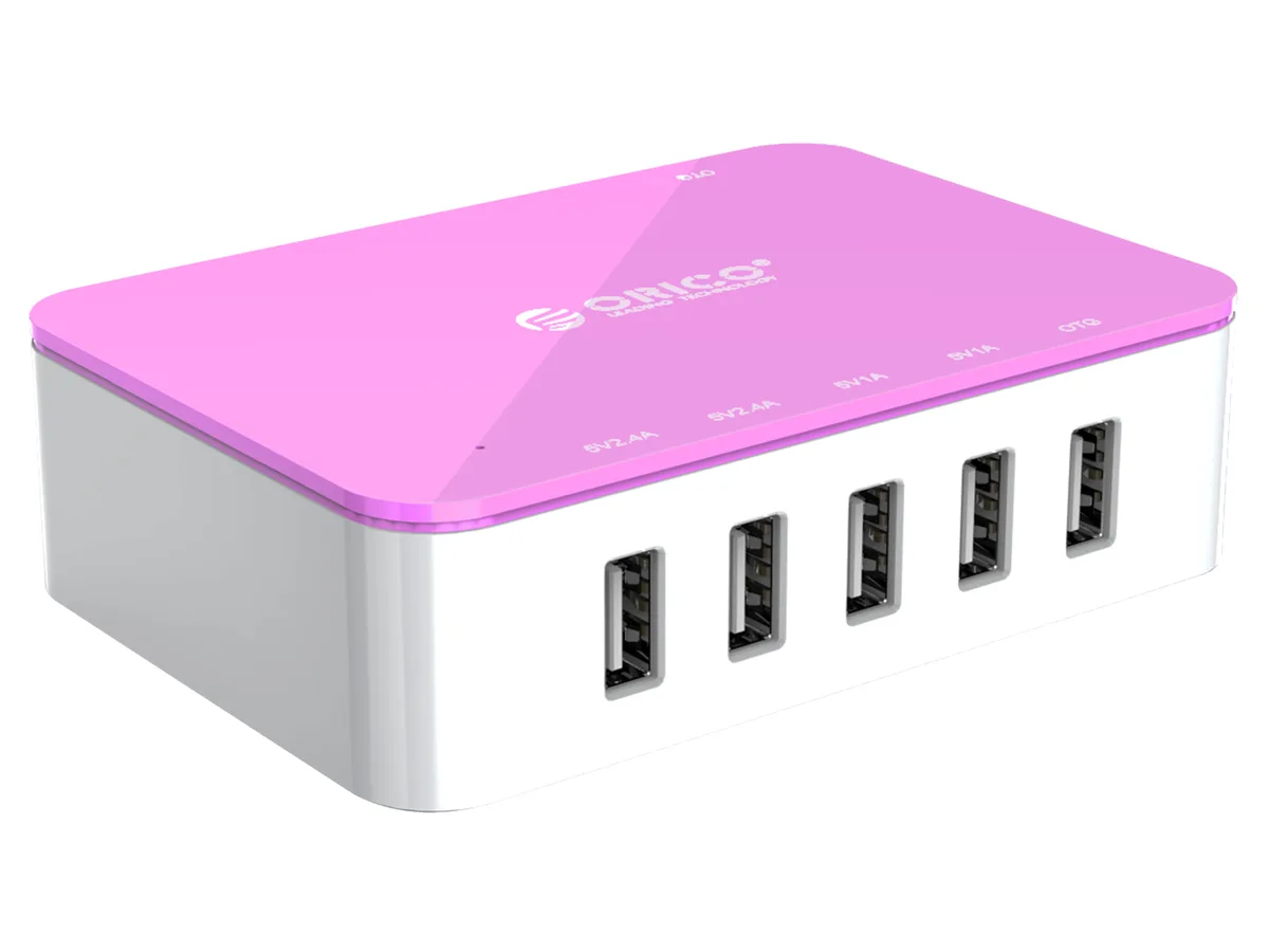 Orico Orico 5-Port USB Charger 40W Pink with OTG Cable — product photo