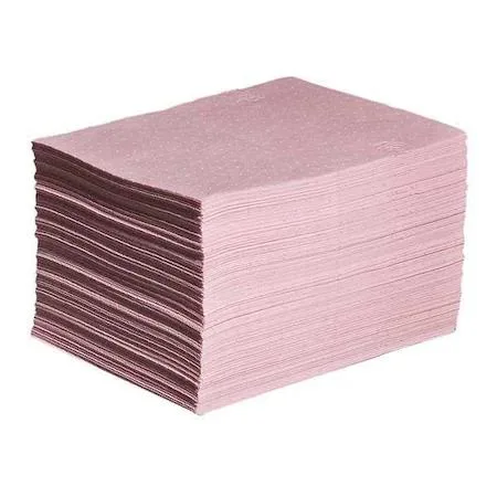 Pink perforated polypropylene absorbent mat pads, 15 by 20 inches, pack of 200