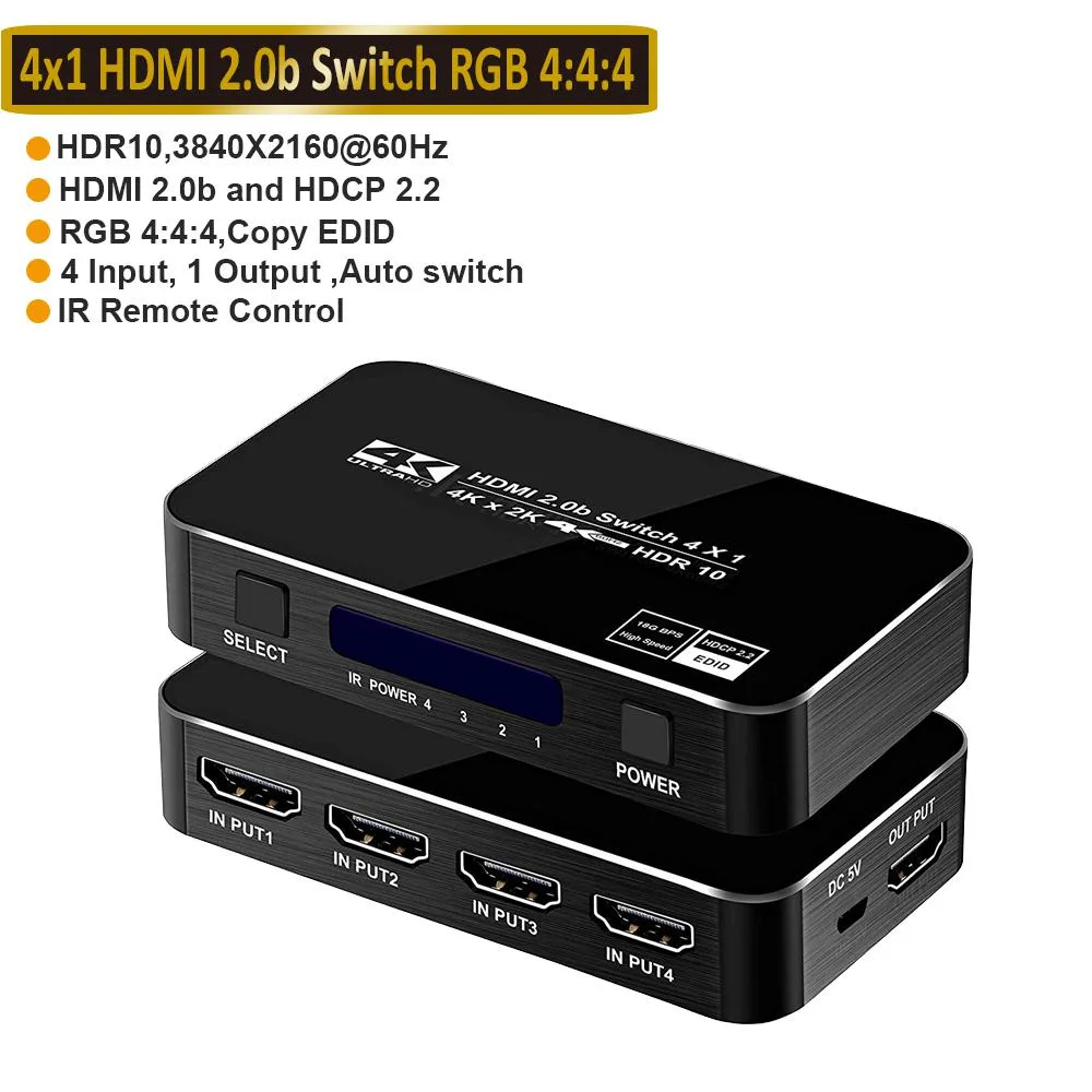 LUOM LUOM OZQ5 4x1 HDMI Switch 4K 60Hz Black — product photo
