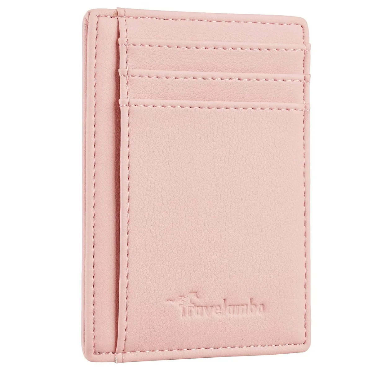 Travelambo Tra471 RFID Blocking Leather Wallet Pink 3.3" x 4.1" x .12 — product photo