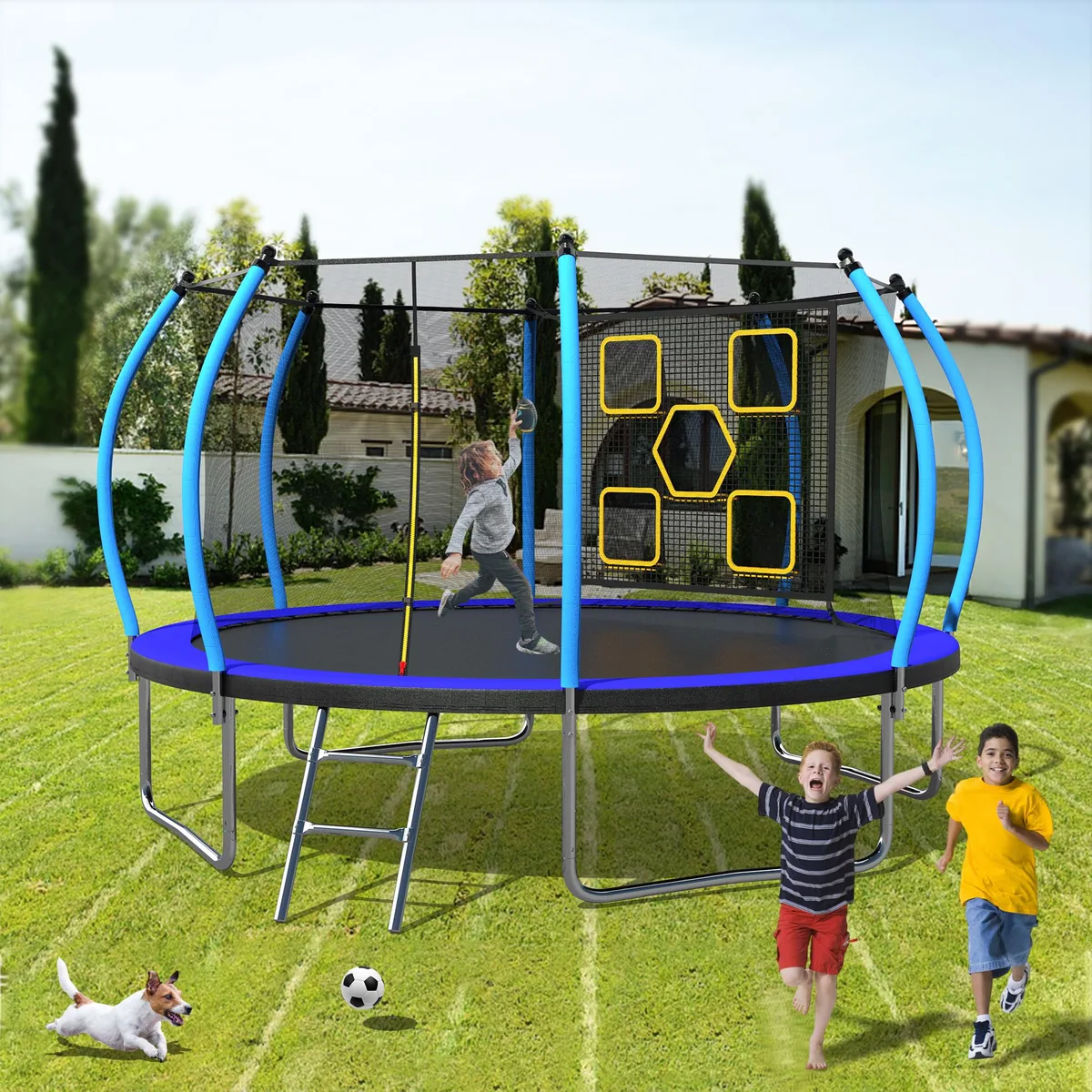 MERSCO MERSCO 12FT Trampoline Blue with Football Baseball Net — product photo