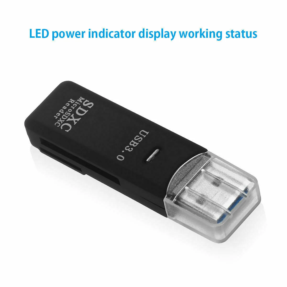 Compact USB 3.0 card reader with dual microSD and SD slots