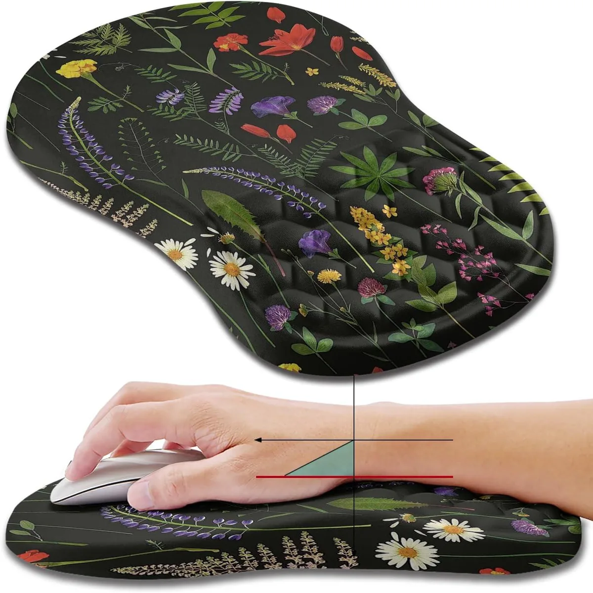 Kenuco Kenuco Ergonomic Mouse Pad Wrist Rest 11.8x7.9 inch Flowers — product photo