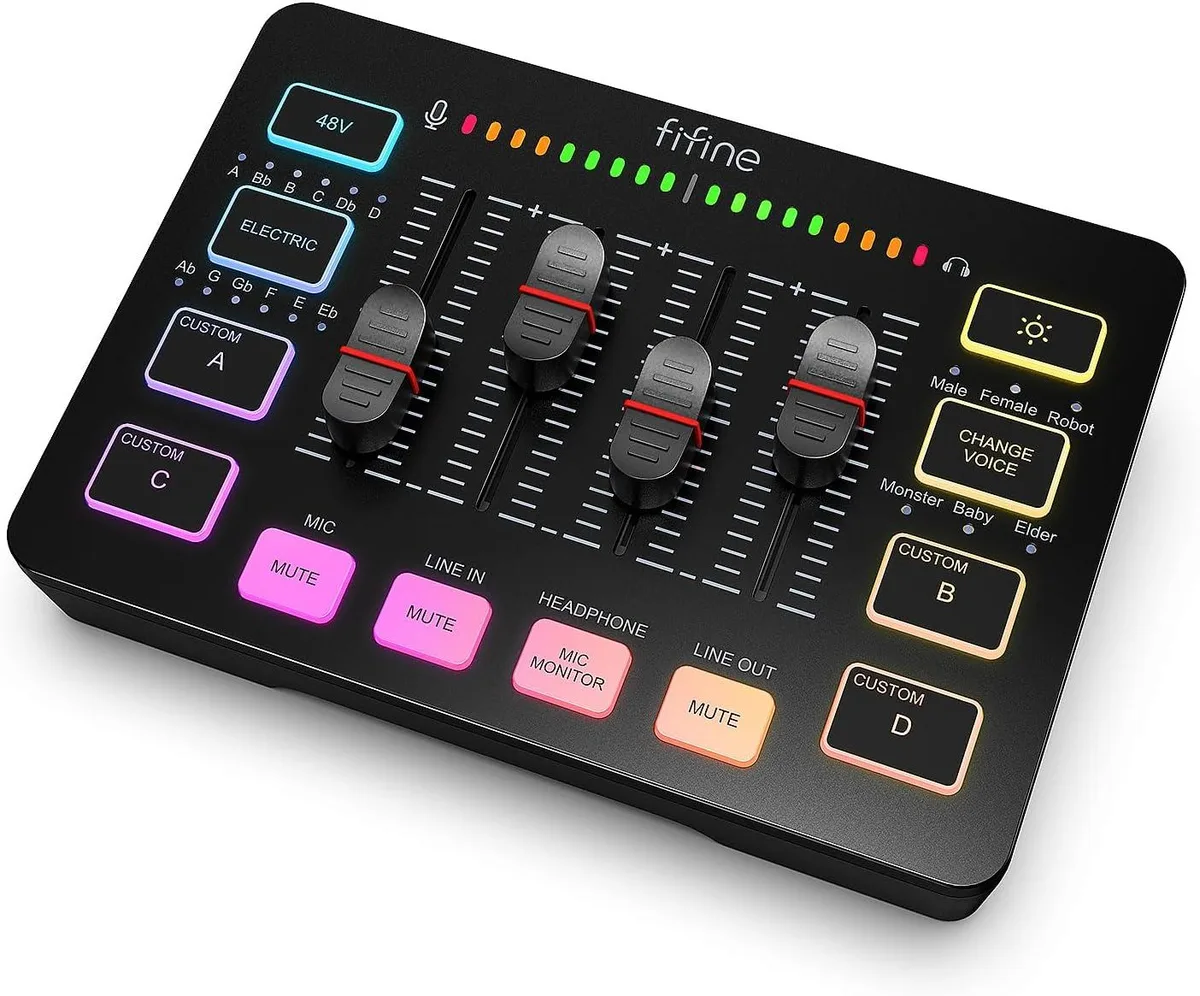FIFINE FIFINE AmpliGame DJ Mixer with XLR 48V Phantom Power — product photo