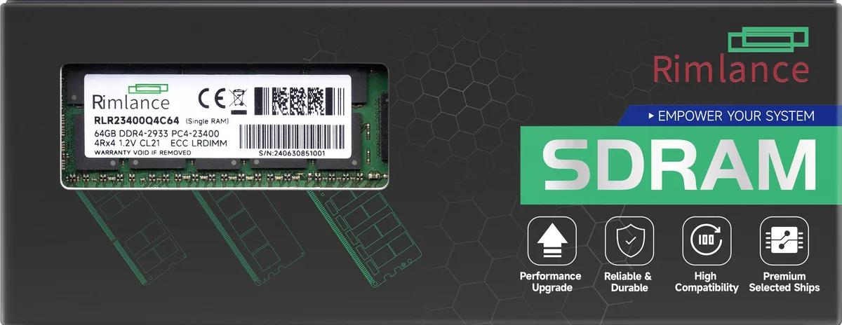 RIMLANCE RIMLANCE RLR23400Q4C64 64GB DDR4 2933MHz PC4-23400 LRDIMM 4Rx4 CL21 server RAM — product photo