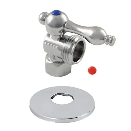 Brass quarter-turn angle stop valve with lever handle