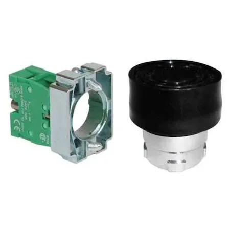 Dayton 22 mm flush metal push button, black with chrome bezel
