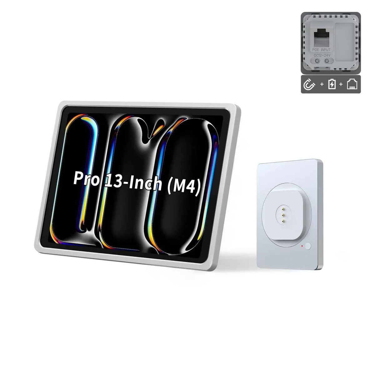 EMONITA EMONITA PoE DC Magnetic iPad Wall Mount Case 13" M4 M5 18W 360° Silver — product photo