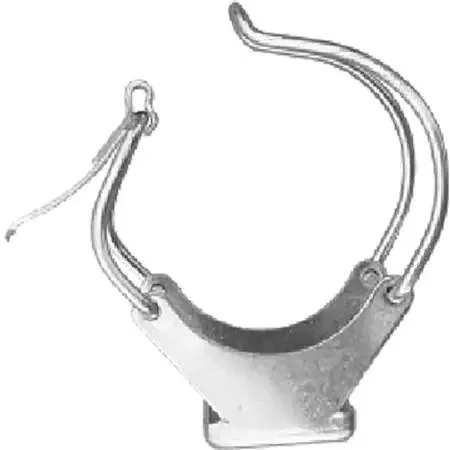Grey metal grease gun holder with snap-action clamp